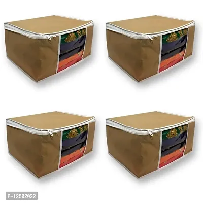 Non Woven Multi Sari Packing Saree Cover Storage Bags for Clothes Combo Offer Saree Organizer Pack of 4 pcs-thumb0