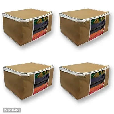 Non Woven Multi Sari Packing Saree Cover Storage Bags for Clothes Combo Offer Saree Organizer Pack of 4 pcs-thumb2