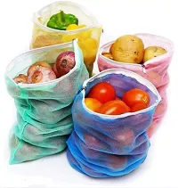 Ethiana Double Vegetable Bags Fridge Storage Bag Sabji Fruits Pouch Refrigerator Produce bags Clothe Muslin Reusable Washable with Zipped Pack of 12 pcs-thumb4