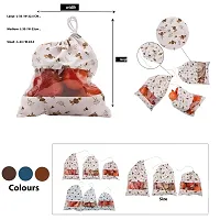 Drawstring Cotton Set of 12 Reusable Fridge Storage Bags for Vegetables and Fruits Quality Multipurpose Eco Friendly Bags (4 Large, 4 Medium  4 Small Size Bags)-thumb2