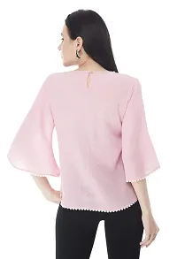 Sei Bello Women Regular Fit Solid Casual Tops (Small, Pink)-thumb3