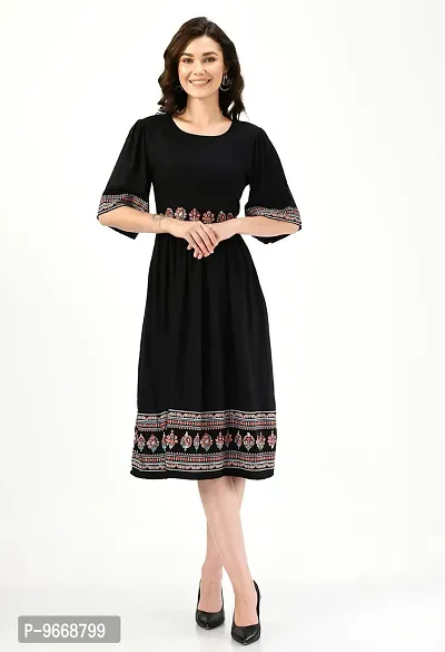 Sei Bello Dresses for Women A-Line Midi Dress Black Casual Knee Length Dress (XX-Large)-thumb5