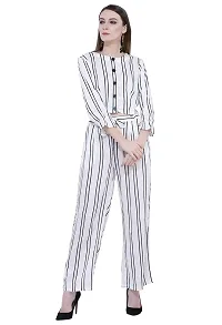 Women's Striped Palazzo and Crop Top Set (X-Small, White)-thumb1