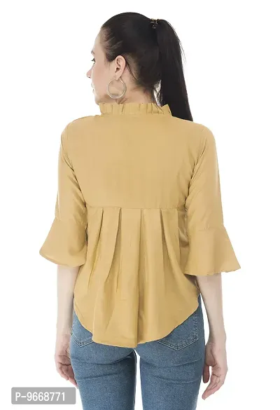 Women Regular Fit Rayon Peplum Tops (Large, Beige)-thumb5