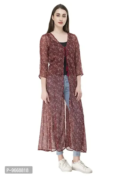 Sei Bello Women's Chiffon Long Shrug/Women's Top (Large, Maroon)-thumb3