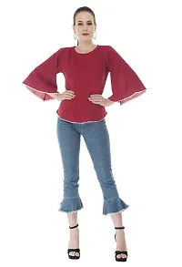 Sei Bello Women Regular Fit Solid Casual Tops (XX-Large, Maroon)-thumb5