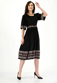 Sei Bello Dresses for Women A-Line Midi Dress Black Casual Knee Length Dress (XX-Large)-thumb1