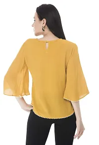 Sei Bello Women Regular Fit Solid Casual Tops (Medium, Yellow)-thumb4