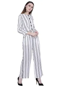 Women's Striped Palazzo and Crop Top Set (X-Small, White)-thumb3