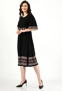 Sei Bello Dresses for Women A-Line Midi Dress Black Casual Knee Length Dress (XX-Large)-thumb2