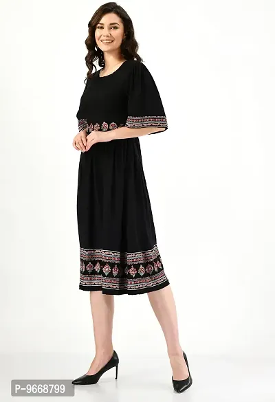 Sei Bello Dresses for Women A-Line Midi Dress Black Casual Knee Length Dress (XX-Large)-thumb3