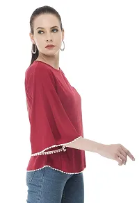 Sei Bello Women Regular Fit Solid Casual Tops (XX-Large, Maroon)-thumb2