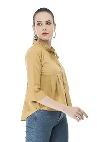 Women Regular Fit Rayon Peplum Tops (Large, Beige)-thumb3