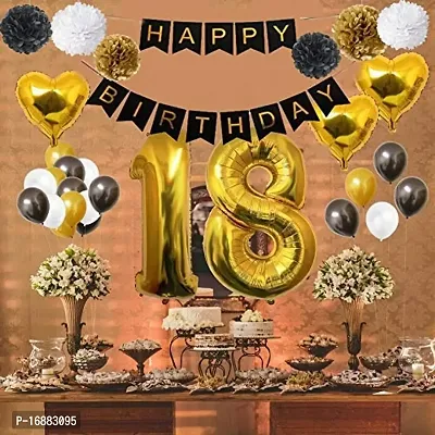 Decor My Day Great Combo of 18th Birthday Decoration Kit of Balloons, Banner, 2 Number Balloon, Foil Heart Shape Balloon,5 pcs multicolor