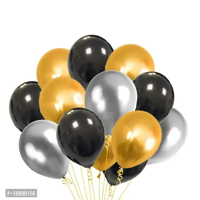 Arnav Traders Presents Black White  Golden Latex Balloons Party Decoration Items Kit Balloon For Boys And Girls . Black Golden  White Balloons For all Occasions ( Pack of 60 )-thumb2