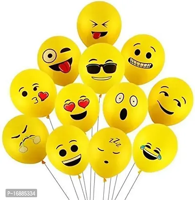 Smart Tech Smiley Balloon Printed Face Expression Latex Balloon 25 Pcs Yellow Emoji Balloon Smiley Balloon Birthday Decoration Balloon (Yellow)-thumb0