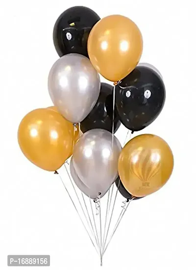 Arnav Traders Presents Black White  Golden Latex Balloons Party Decoration Items Kit Balloon For Boys And Girls . Black Golden  White Balloons For all Occasions ( Pack of 60 )-thumb0