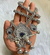 Silver Oxidised Designer Jewellery Krishna Flute Necklace Set for Women  Girls-thumb2