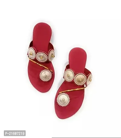 Elegant Maroon Synthetic Solid Fashion Flats For Women