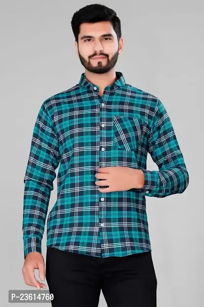 Ananta Enterprise Mens Wear Pure Cotton Checks Printed Blue Color Shirt |Shirt formen,Mens wearshirt,Printed Shirt,Shirt,Shirt for Daily (L, Blue)-thumb2