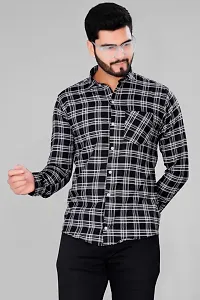 Ananta Enterprise Mens Wear Pure Cotton Checks Printed Blue Color Shirt |Shirt formen,Mens wearshirt,Printed Shirt,Shirt,Shirt for Daily (S, Black)-thumb1