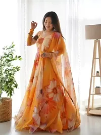 Women Georgette Floral Printed Gown With Dupatta-thumb3