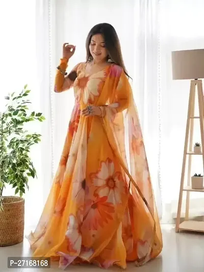 Women Georgette Floral Printed Gown With Dupatta-thumb4