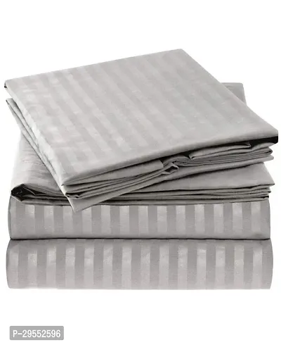 Comfortable Grey Cotton Blend Double 1 Bedsheet + 2 Pillowcovers-thumb2