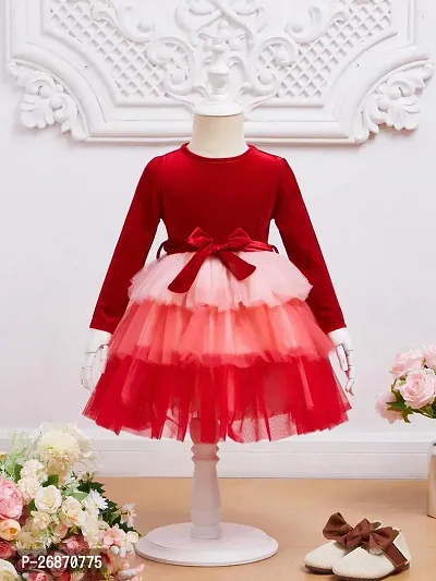 Girls Stylish Red Fit and Flared Dress-thumb0