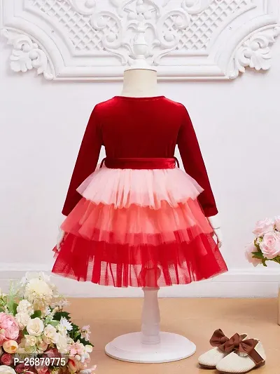 Girls Stylish Red Fit and Flared Dress-thumb3