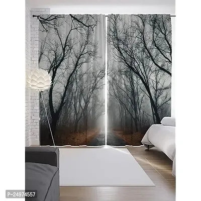 VJ 3D Tree Branch Digital Printed Polyester Fabric Curtains for Bed Room, Living Room Kids Room Color Orange Window/Door/Long Door (D.N.343) (1, 4 x 9 Feet (Size: 48 x 108 Inch) Long Door)