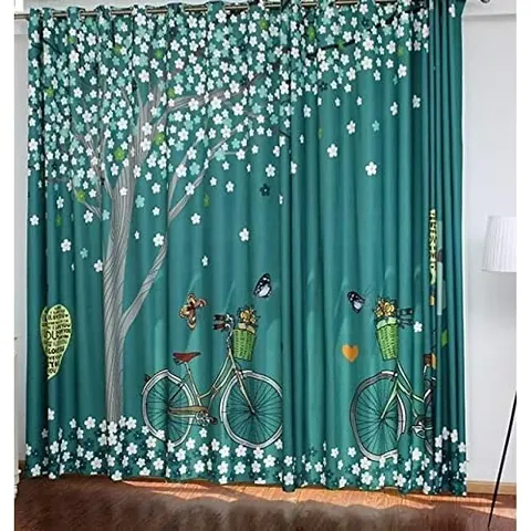 Polartains 3 Piece Elegant Polyester Floral Flower Curtains Combo Curtains Set Aqua 6 Feet (Window)