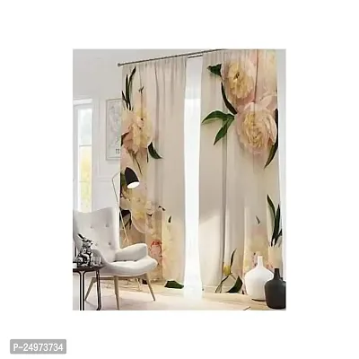 VJ 3D Flower Digital Printed Polyester Fabric Curtains for Bed Room, Living Room Kids Room Color Green Window/Door/Long Door (D.N.248)