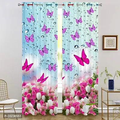 3D Butterfly  Digital Printed Polyester Fabric Curtains for Bed Room Kids Room Living Room; Curtain Door 7 feet ( Pack of 1 )