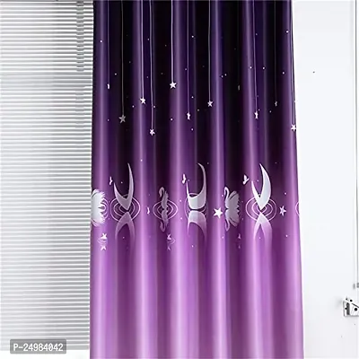 D4C 3D Shaded Digital Printed Polyester Fabric Curtains for Bed Room, Living Room Kids Room Color Purple Window/Door/Long Door (D.N.719)