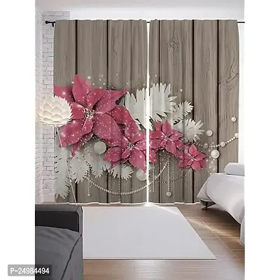 D4C 3D Floral Digital Printed Polyester Fabric Curtains for Bed Room, Living Room Kids Room Color Grey Window/Door/Long Door (D.N.768)