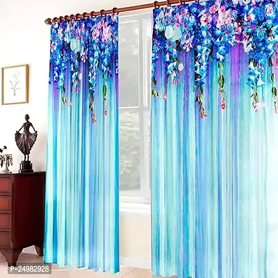 D4C 3D Flowers Digital Printed Polyester Fabric Curtains for Bed Room, Living Room Kids Room Color Sky Window/Door/Long Door (D.N.615)