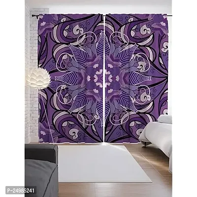 D4C 3D Unique Design Digital Printed Polyester Fabric Curtains for Bed Room, Living Room Kids Room Color Purple Window/Door/Long Door (D.N.716)-thumb0