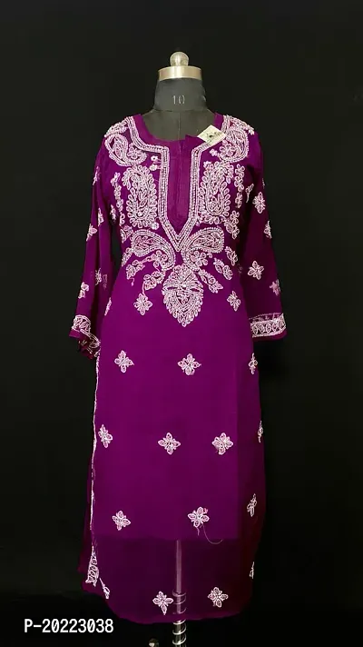 A-Line Magenta  Georgette Kurta For Women-thumb3