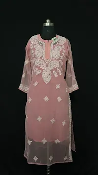 A-Line Pink  Georgette Kurta For Women-thumb1