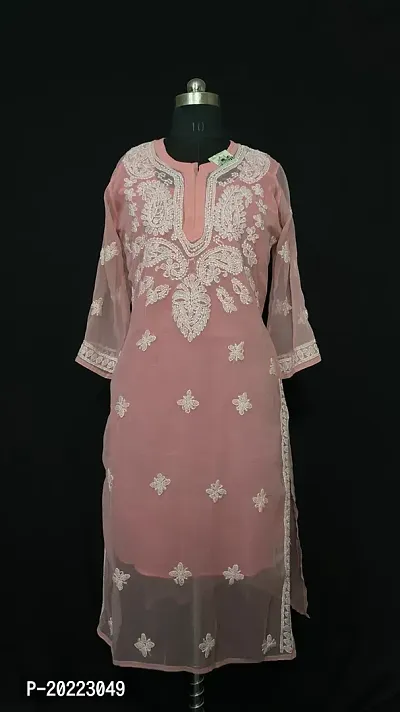 A-Line Pink  Georgette Kurta For Women-thumb2