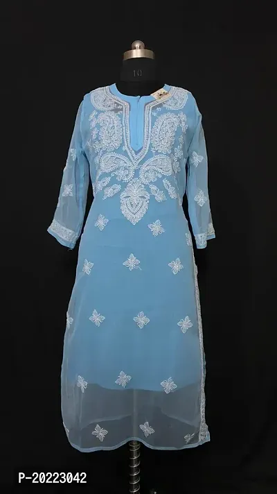 A-Line Blue  Georgette Kurta For Women