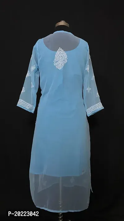 A-Line Blue  Georgette Kurta For Women-thumb3