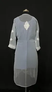 A-Line Grey  Georgette Kurta For Women-thumb2