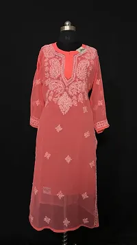 A-Line Orange  Georgette Kurta For Women-thumb2