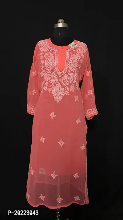 A-Line Orange  Georgette Kurta For Women-thumb3