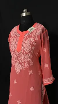 A-Line Orange  Georgette Kurta For Women-thumb1