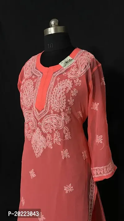 A-Line Orange  Georgette Kurta For Women-thumb2