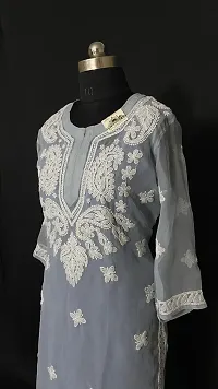 A-Line Grey  Georgette Kurta For Women-thumb1