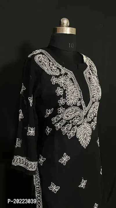 A-Line Black  Georgette Kurta For Women